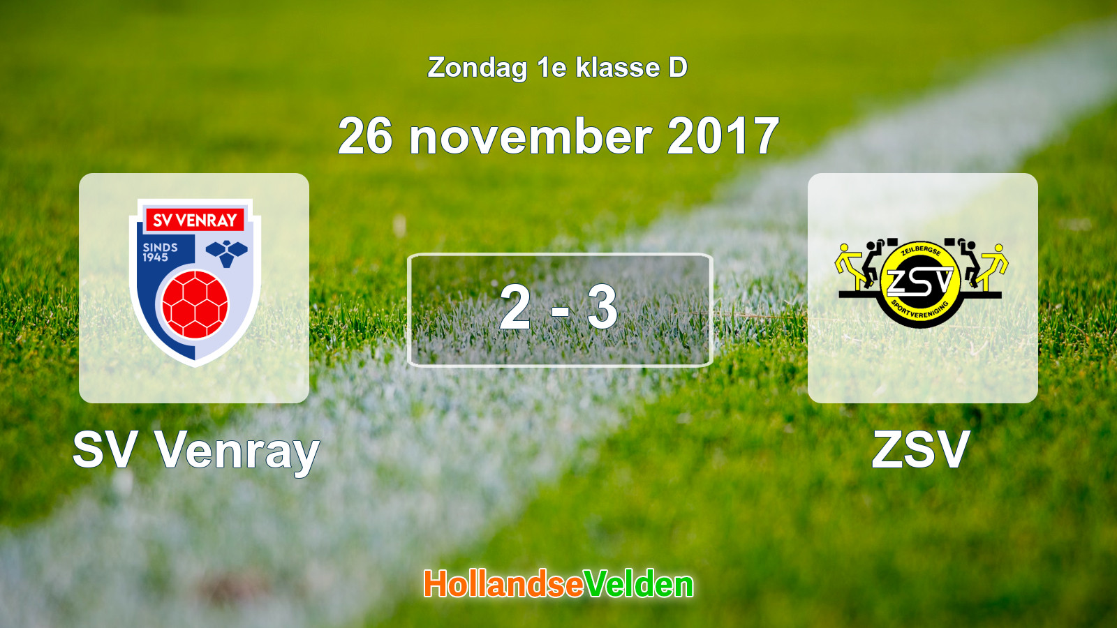 Gespeelde wedstrijd: SV Venray - ZSV 2 - 3 (26 november 2017)