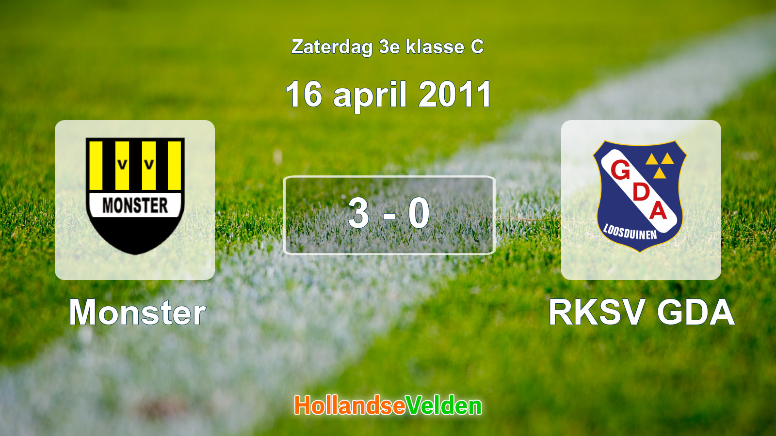 Gespeelde wedstrijd: Monster - RKSV GDA 3 - 0 (16 april 2011)