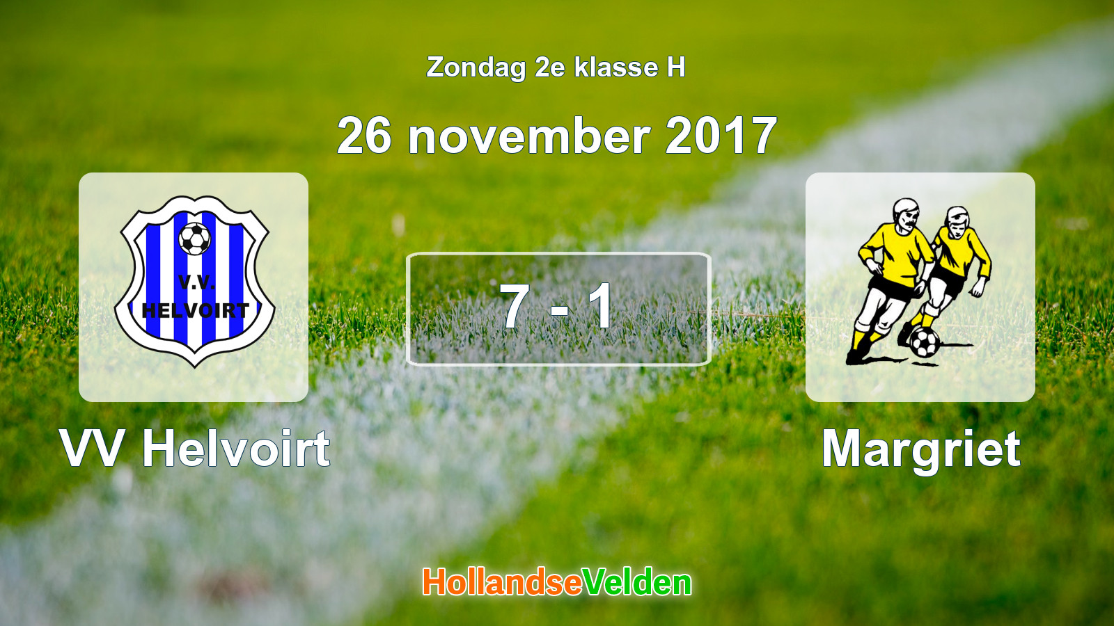 Gespeelde wedstrijd: VV Helvoirt - Margriet 7 - 1 (26 november 2017)