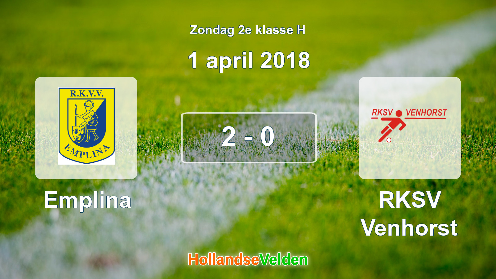 Gespeelde wedstrijd: Emplina - RKSV Venhorst 2 - 0 (1 april 2018)