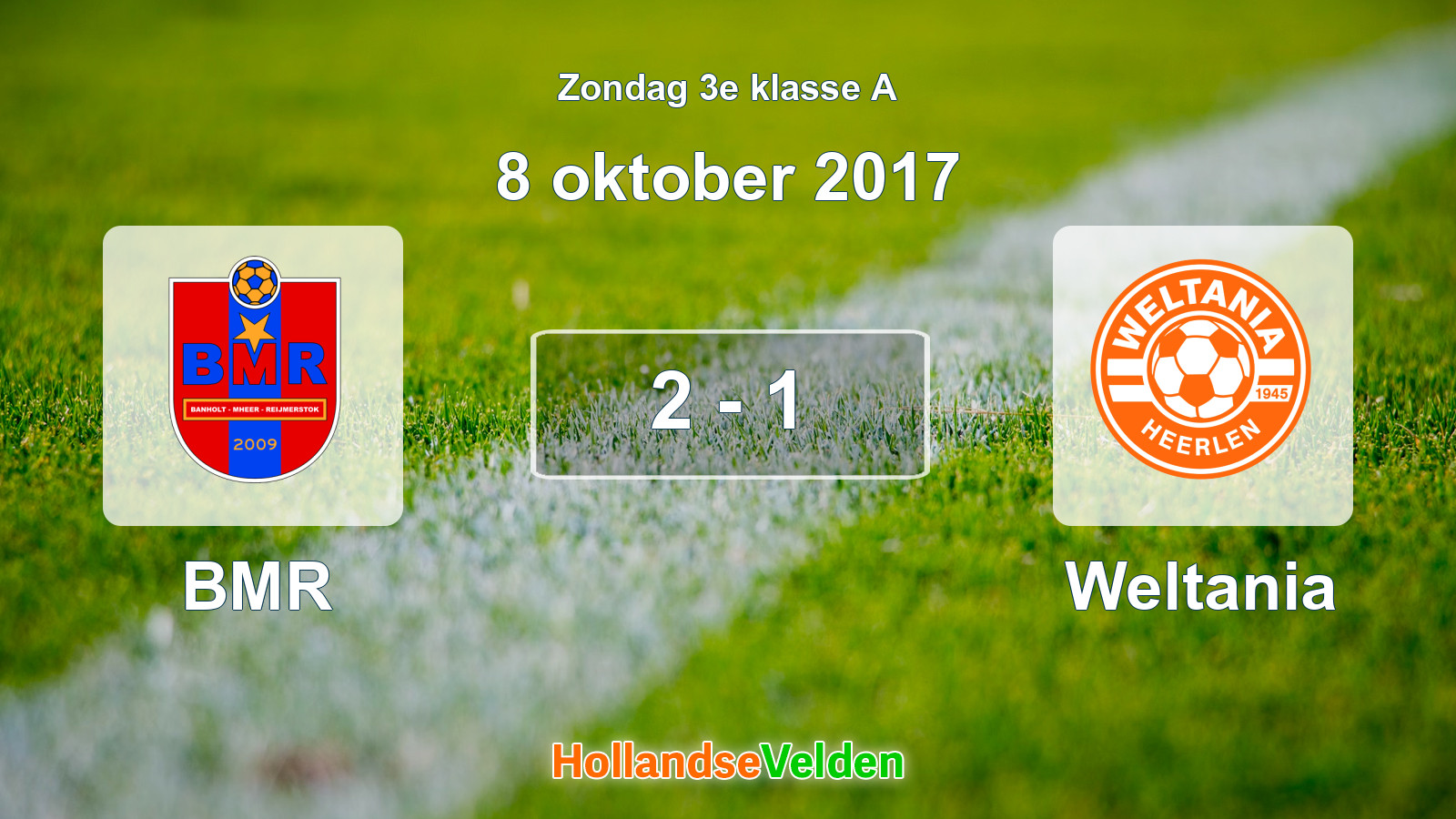 Gespeelde wedstrijd: BMR - Weltania 2 - 1 (8 oktober 2017)