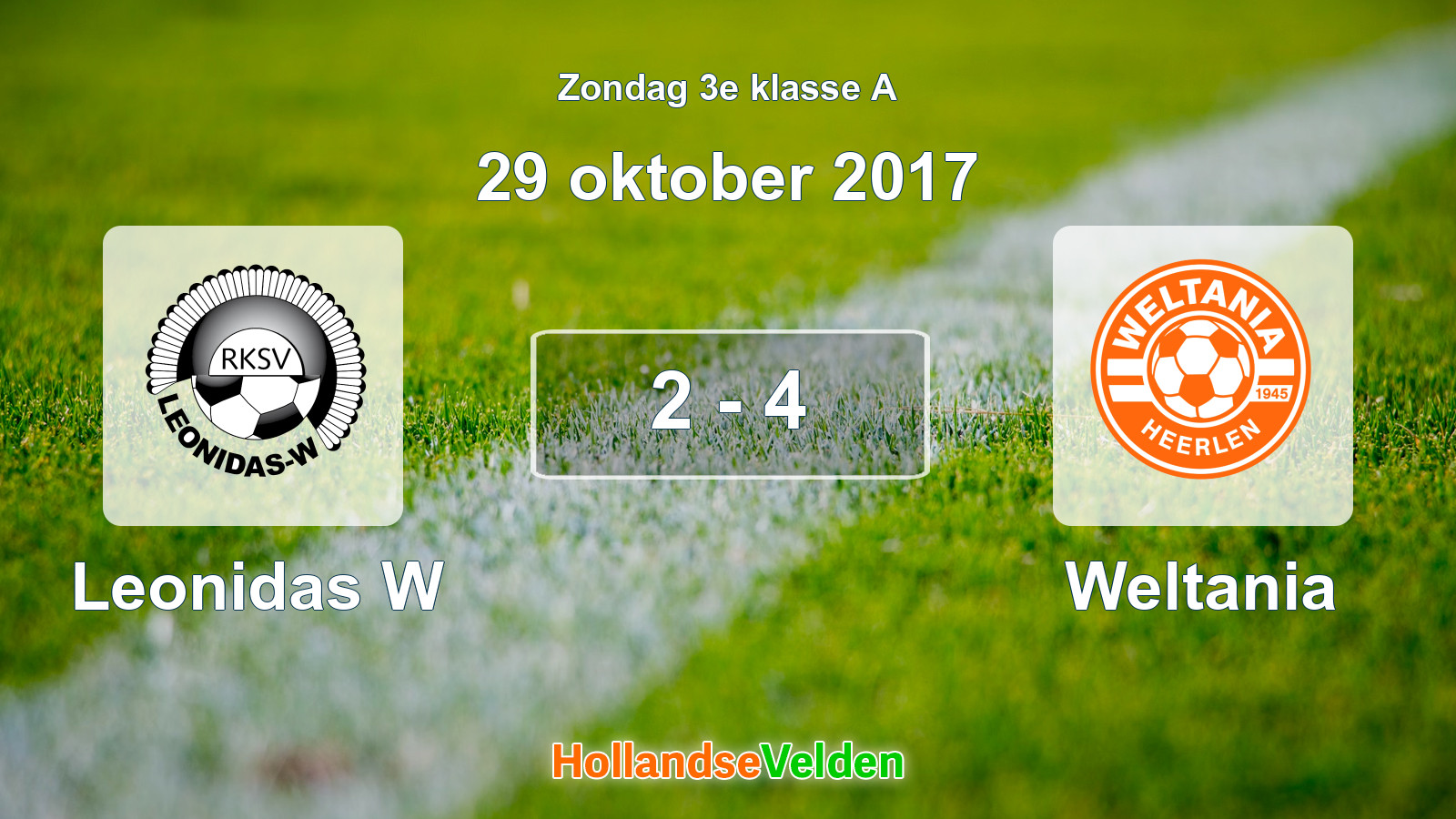 Gespeelde wedstrijd: Leonidas W - Weltania 2 - 4 (29 oktober 2017)