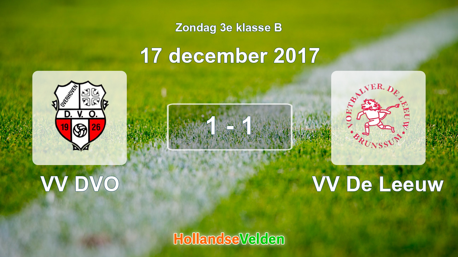 Gespeelde wedstrijd: VV DVO - VV De Leeuw 1 - 1 (17 december 2017)
