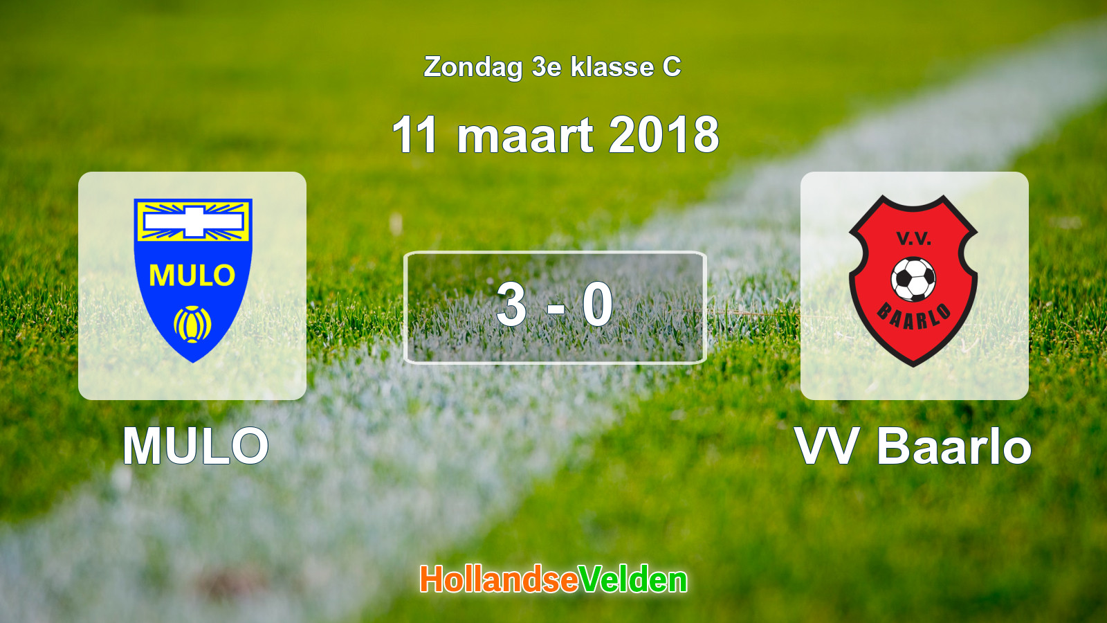 Gespeelde wedstrijd: MULO - VV Baarlo 3 - 0 (11 maart 2018)