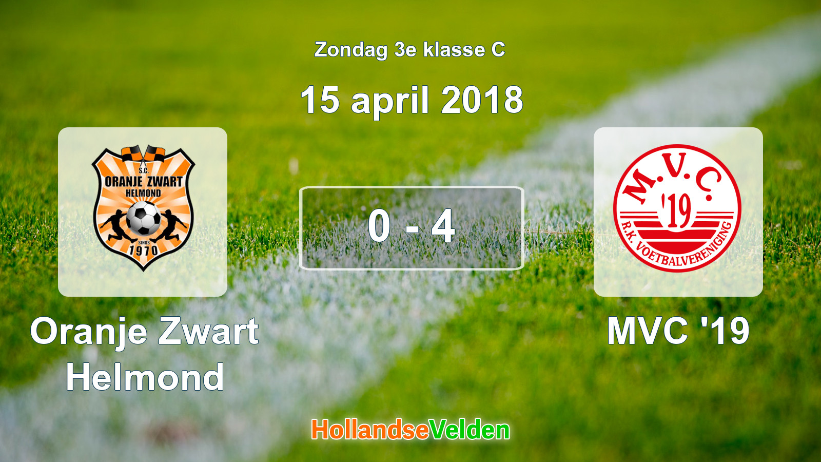 Gespeelde wedstrijd: Oranje Zwart Helmond - MVC '19 0 - 4 (15 april 2018)
