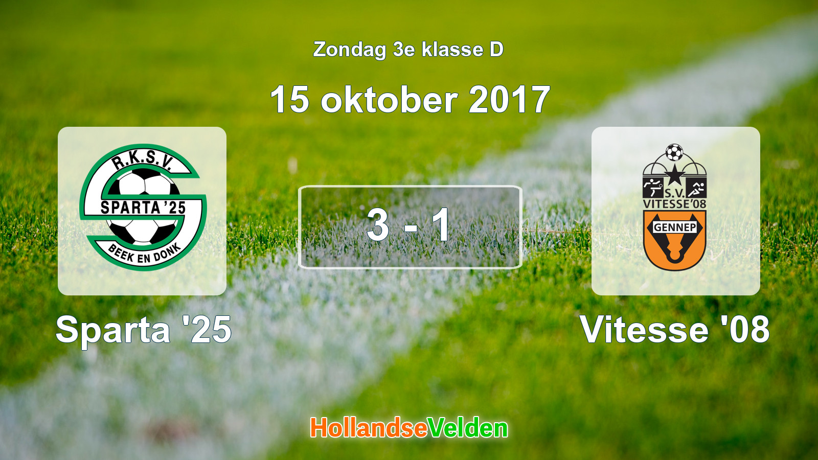 Gespeelde wedstrijd: Sparta '25 - Vitesse '08 3 - 1 (15 oktober 2017)