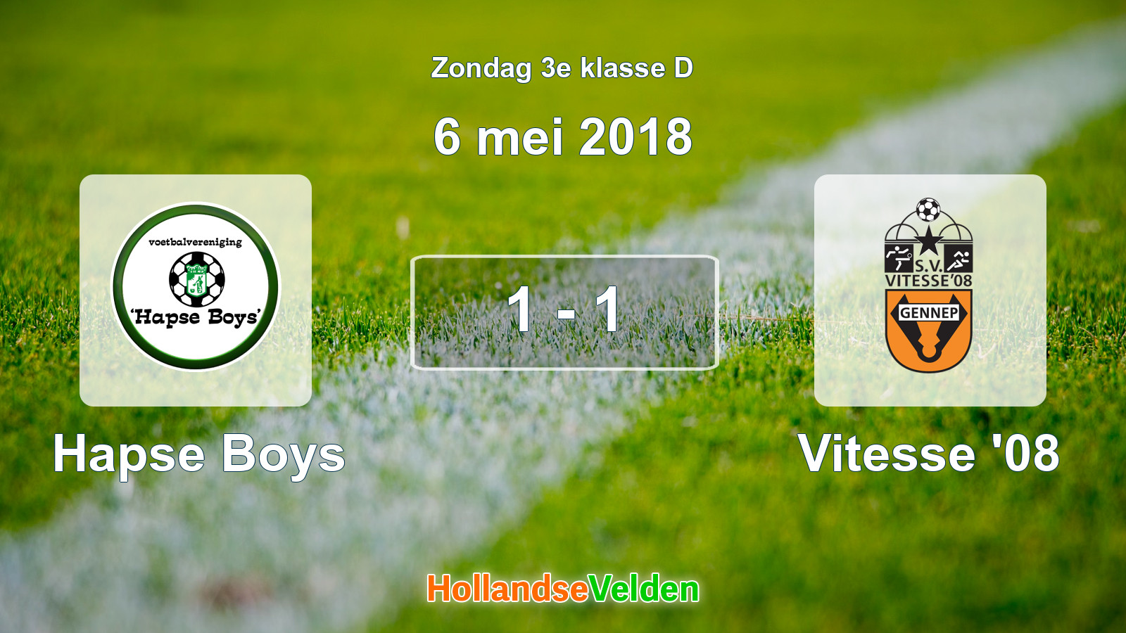 Gespeelde wedstrijd: Hapse Boys - Vitesse '08 1 - 1 (6 mei 2018)