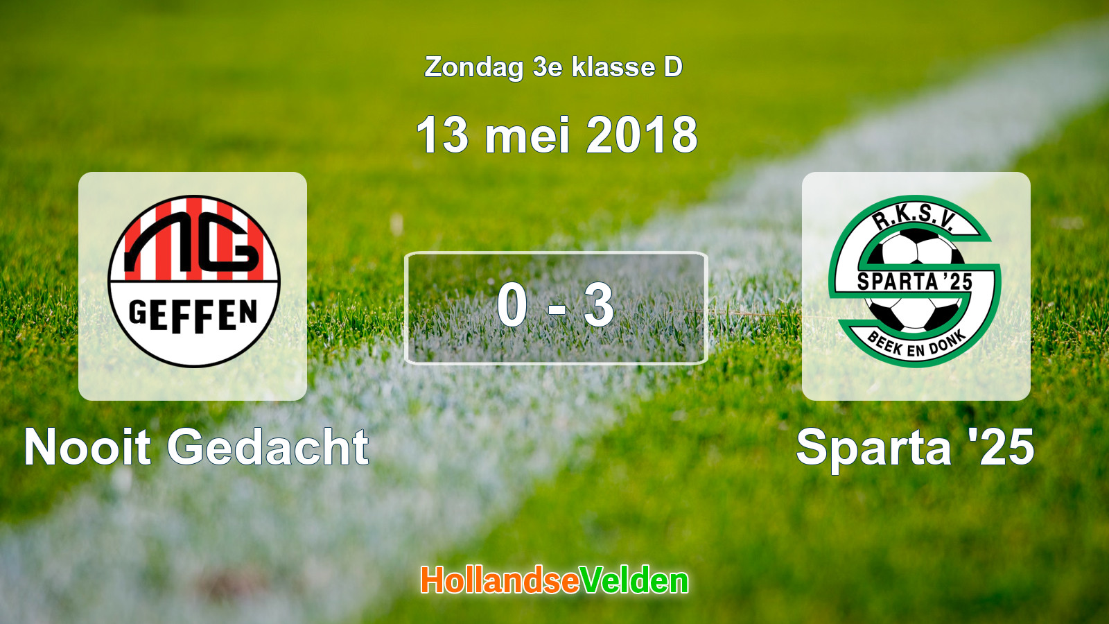 Gespeelde wedstrijd: Nooit Gedacht - Sparta '25 0 - 3 (13 mei 2018)