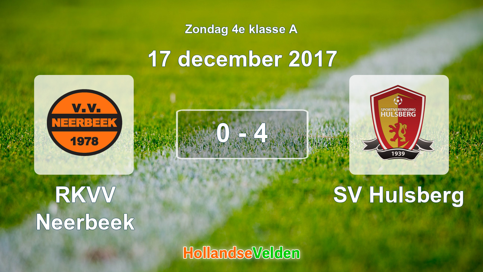 Gespeelde wedstrijd: RKVV Neerbeek - SV Hulsberg 0 - 4 (17 december 2017)