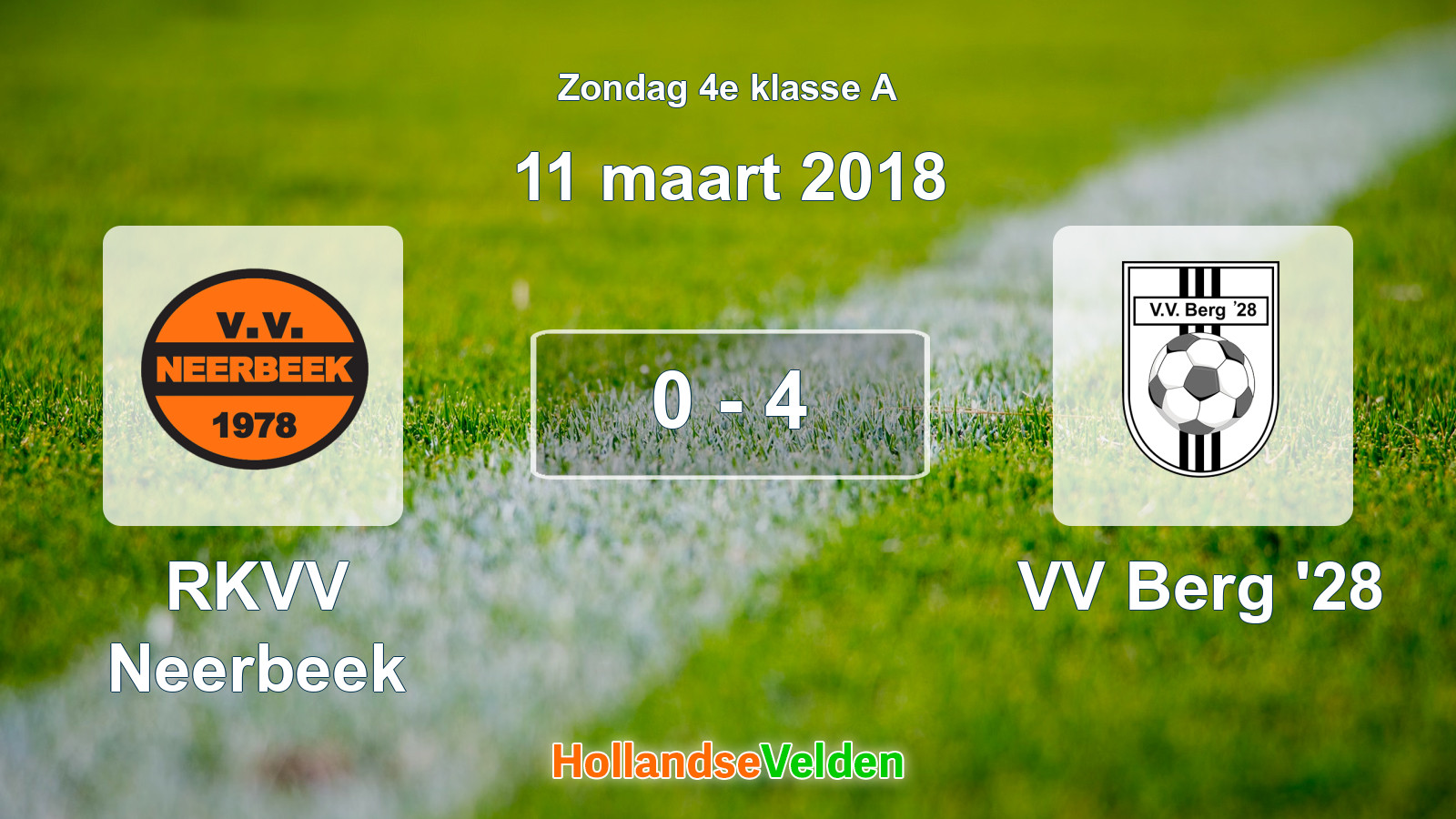Gespeelde wedstrijd: RKVV Neerbeek - VV Berg '28 0 - 4 (11 maart 2018)
