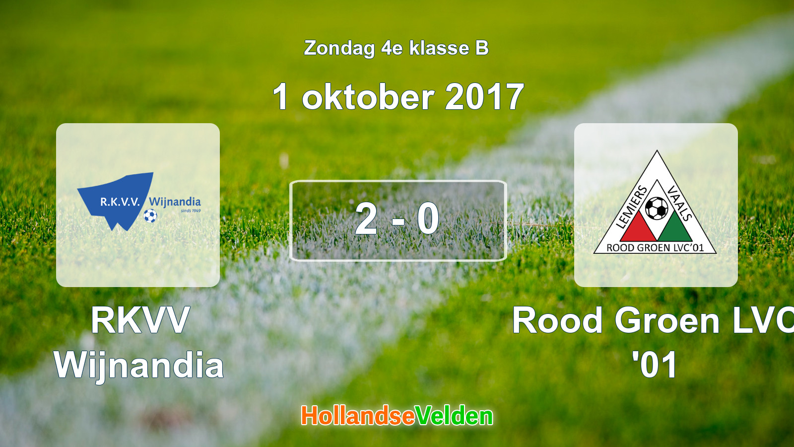 Gespeelde wedstrijd: RKVV Wijnandia - Rood Groen LVC '01 2 - 0 (1 oktober 2017)