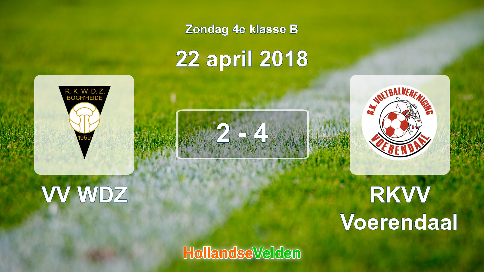 Gespeelde wedstrijd: VV WDZ - RKVV Voerendaal 2 - 4 (22 april 2018)