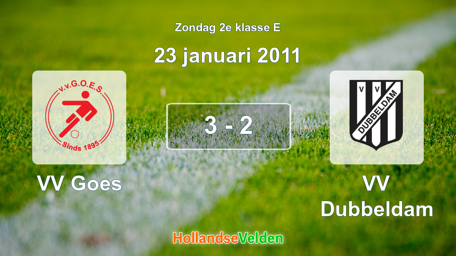 Gespeelde wedstrijd: VV Goes - VV Dubbeldam 3 - 2 (23 januari 2011)