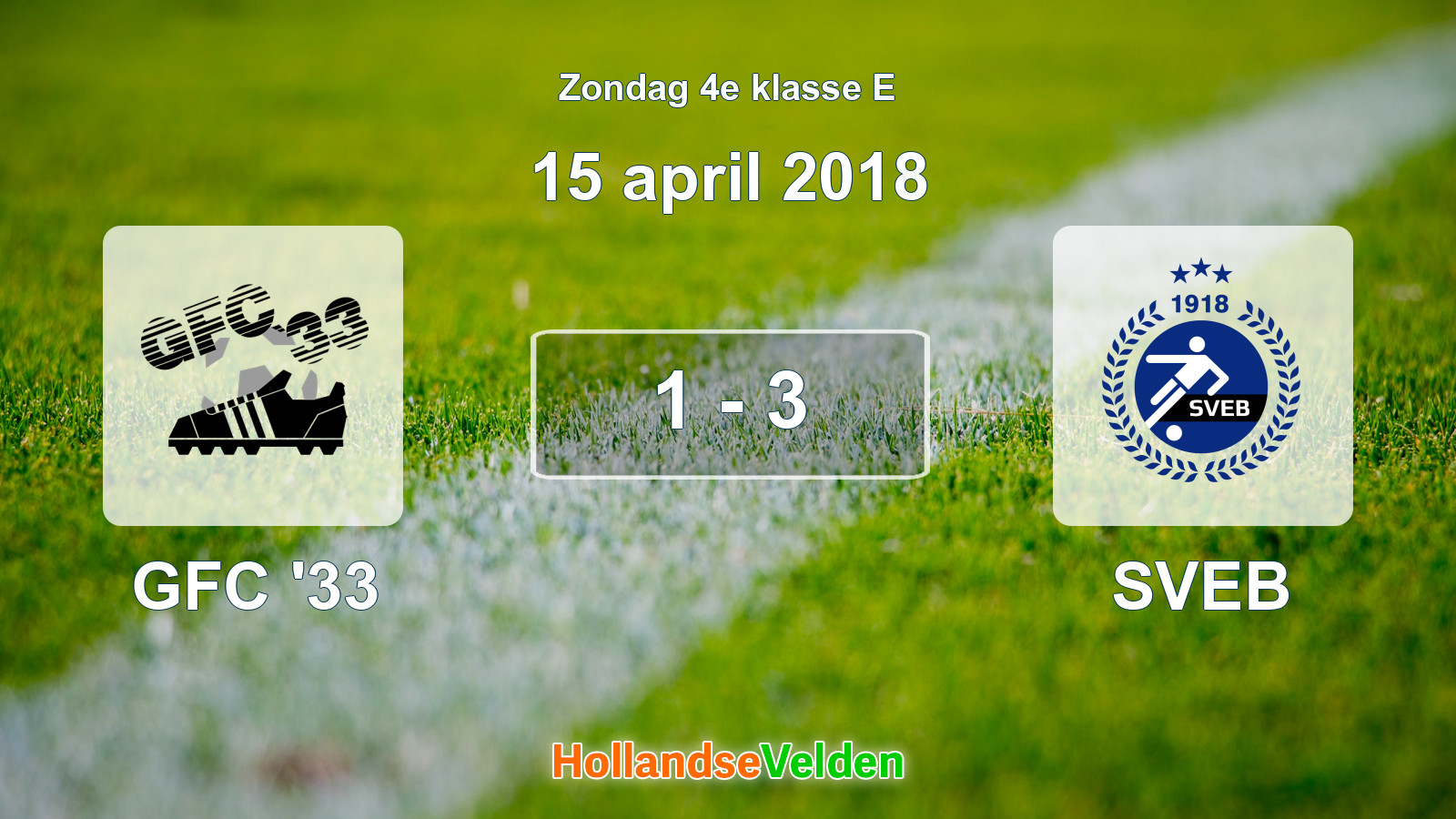 Gespeelde wedstrijd: GFC '33 - SVEB 1 - 3 (15 april 2018)