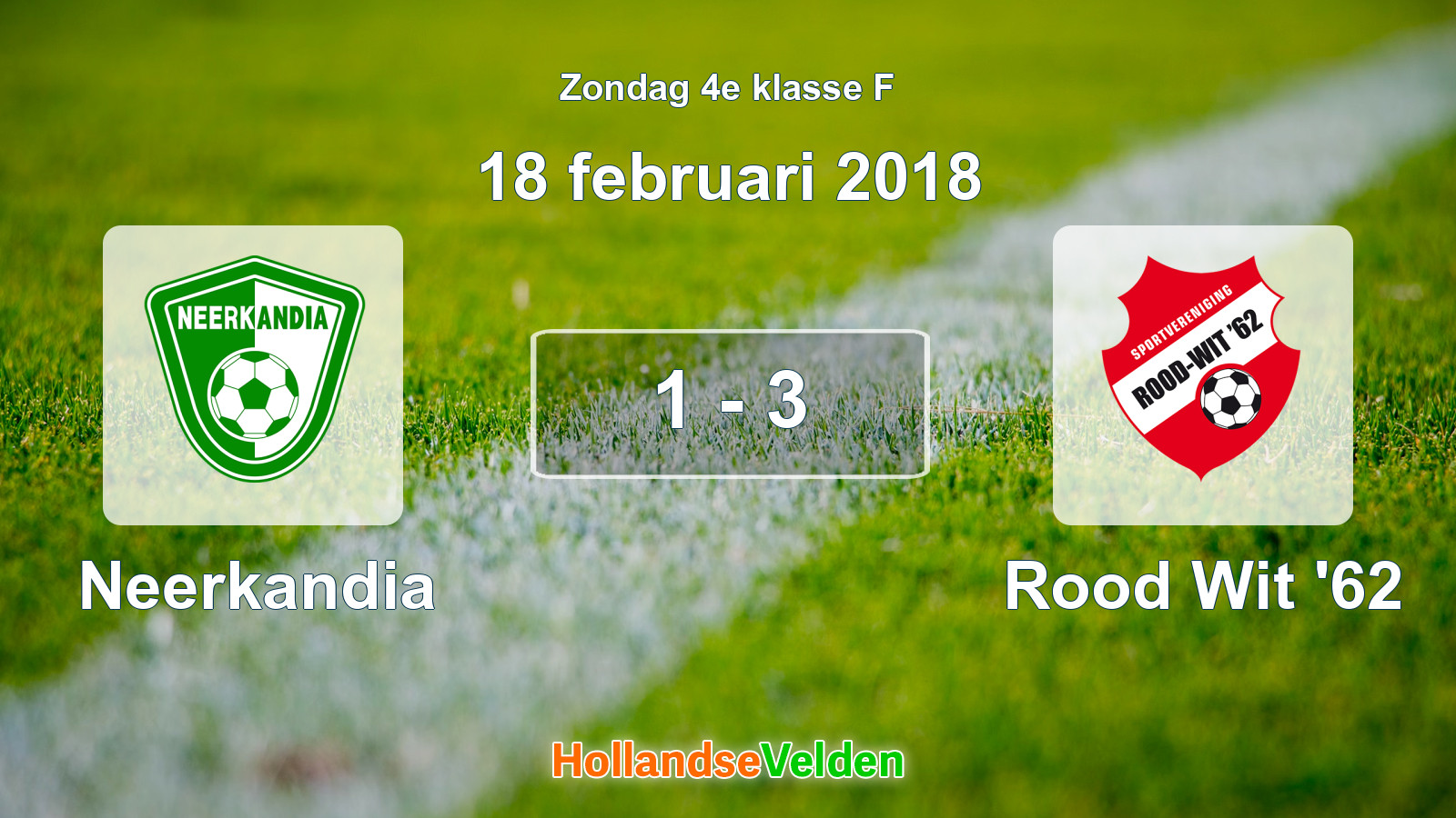 Gespeelde wedstrijd: Neerkandia - Rood Wit '62 1 - 3 (18 februari 2018)