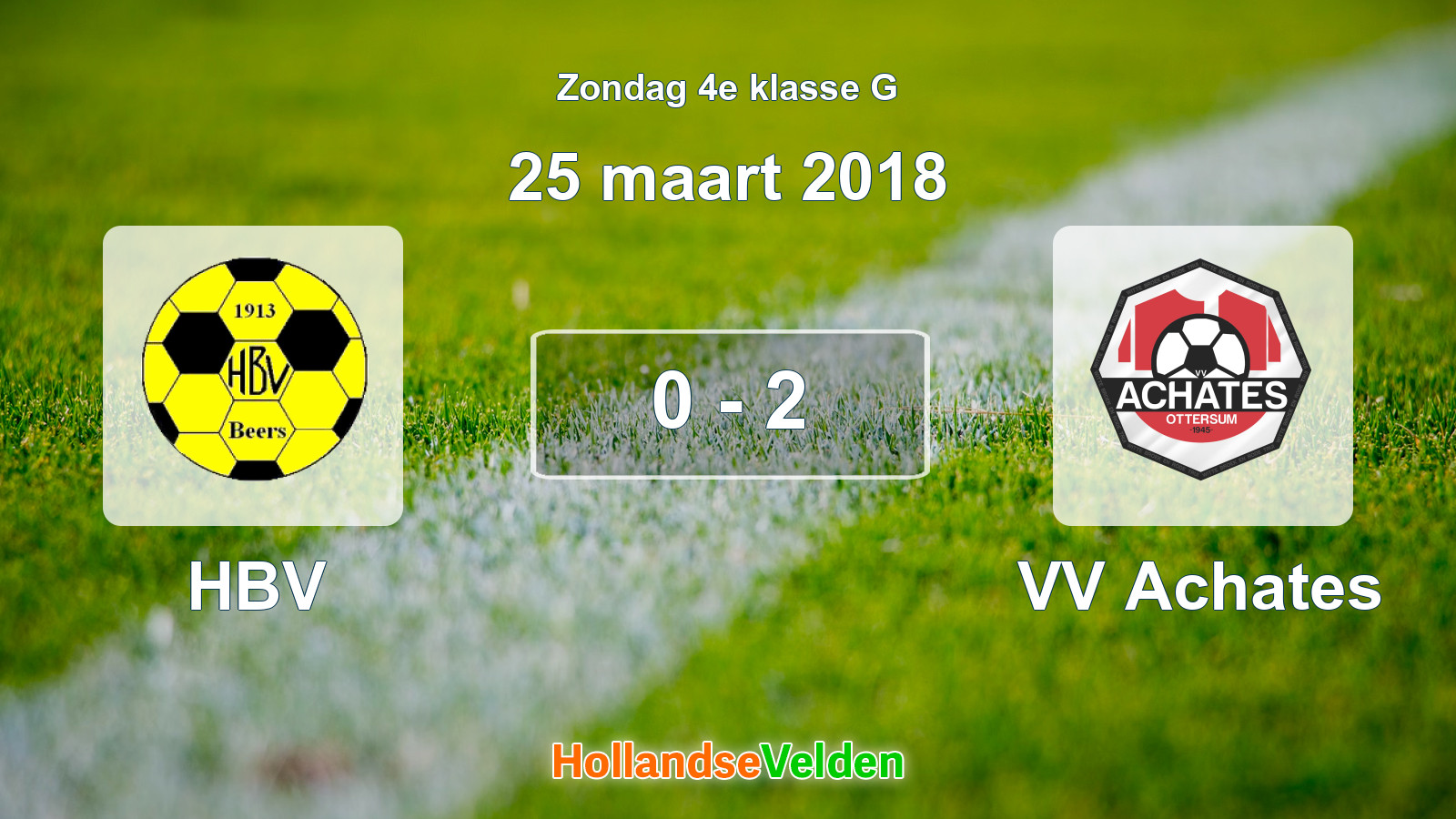 Gespeelde wedstrijd: HBV - VV Achates 0 - 2 (25 maart 2018)