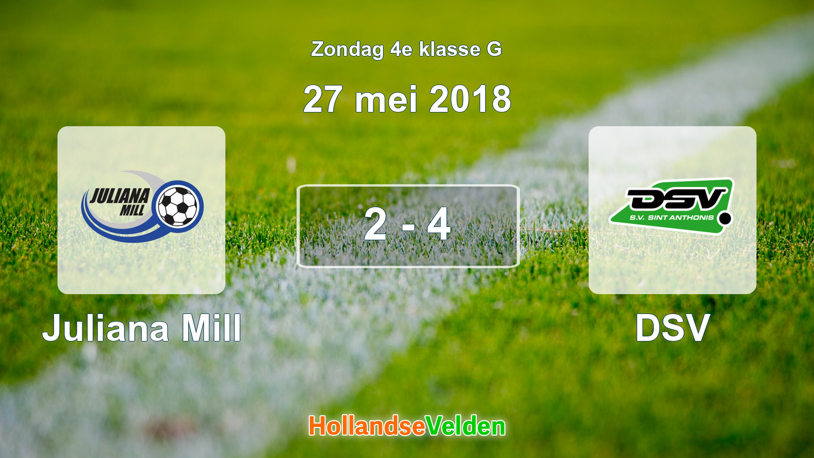 Gespeelde wedstrijd: Juliana Mill - DSV 2 - 4 (27 mei 2018)