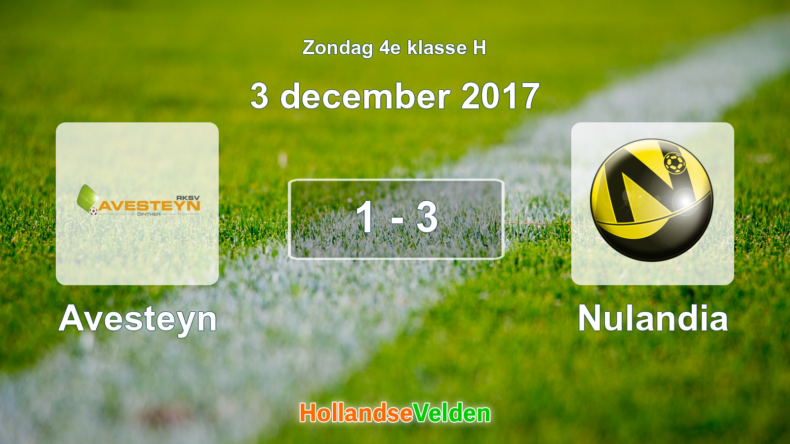 Gespeelde wedstrijd: Avesteyn - Nulandia 1 - 3 (3 december 2017)