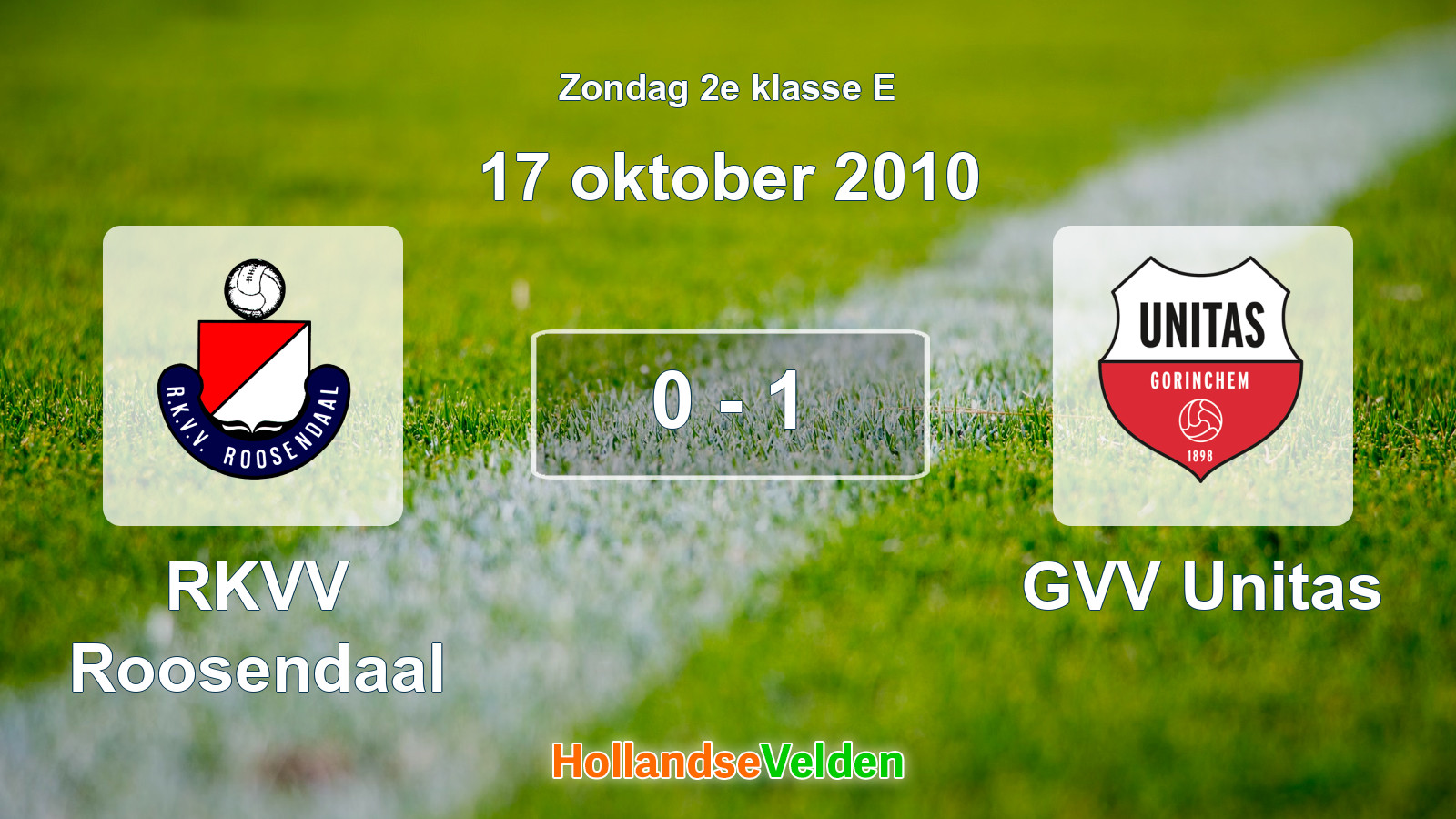 Gespeelde wedstrijd: RKVV Roosendaal - GVV Unitas 0 - 1 (17 oktober 2010)