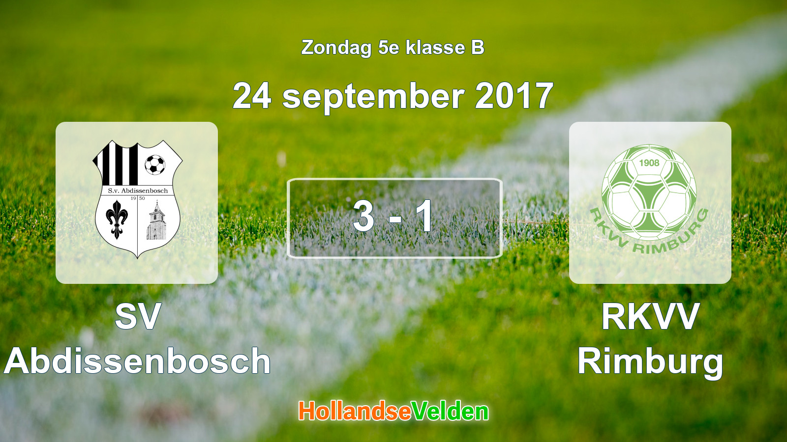 Gespeelde wedstrijd: SV Abdissenbosch - RKVV Rimburg 3 - 1 (24 september 2017)