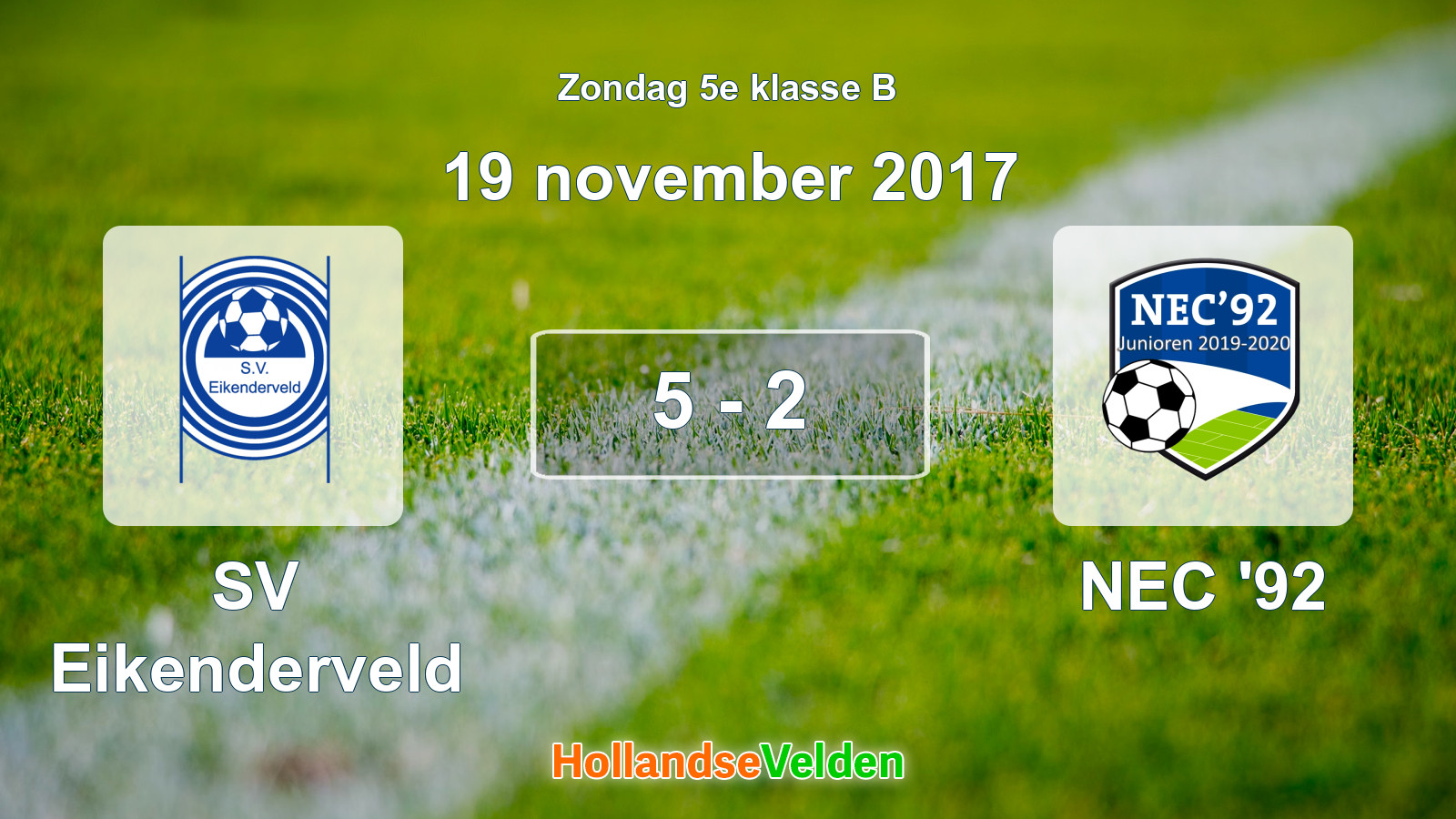 Gespeelde wedstrijd: SV Eikenderveld - NEC '92 5 - 2 (19 november 2017)