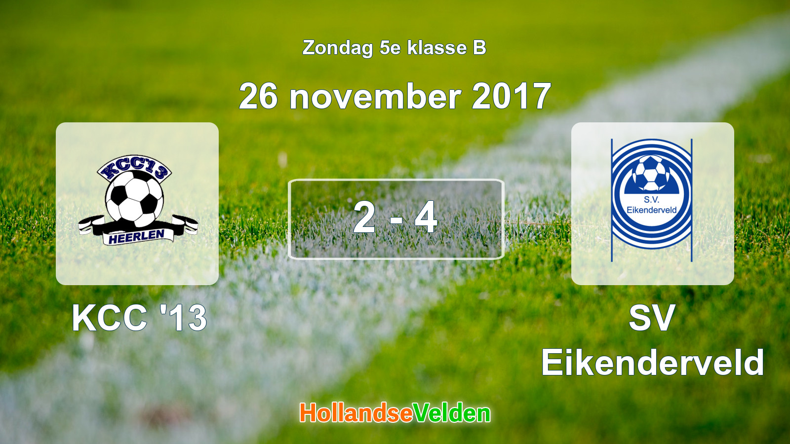Gespeelde wedstrijd: KCC '13 - SV Eikenderveld 2 - 4 (26 november 2017)