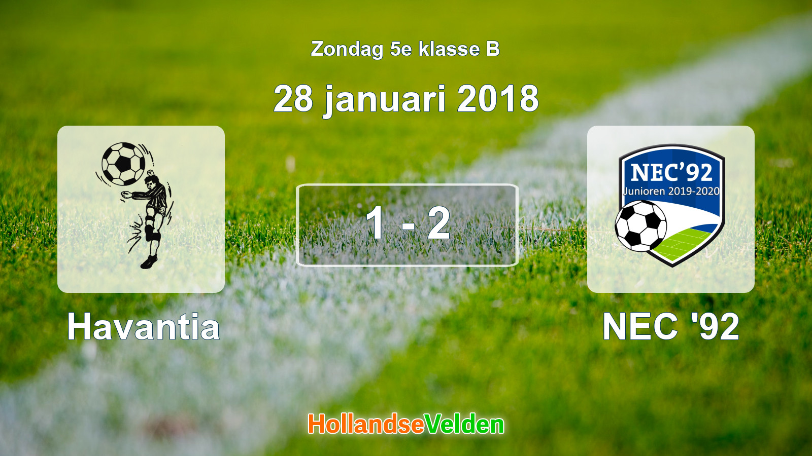 Gespeelde wedstrijd: Havantia - NEC '92 1 - 2 (28 januari 2018)