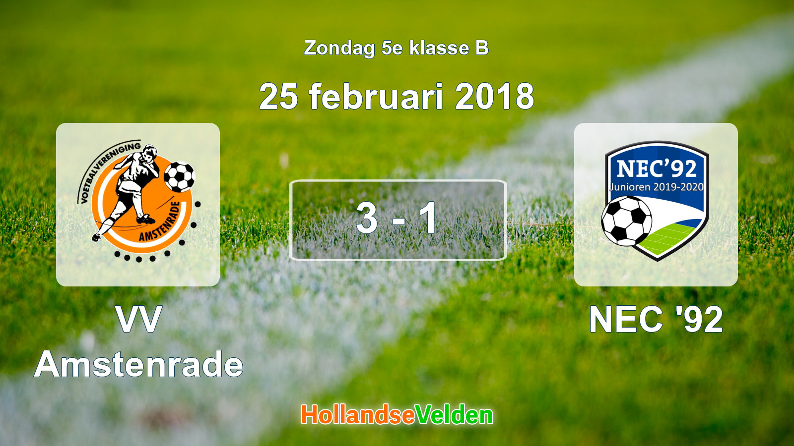 Gespeelde wedstrijd: VV Amstenrade - NEC '92 3 - 1 (25 februari 2018)