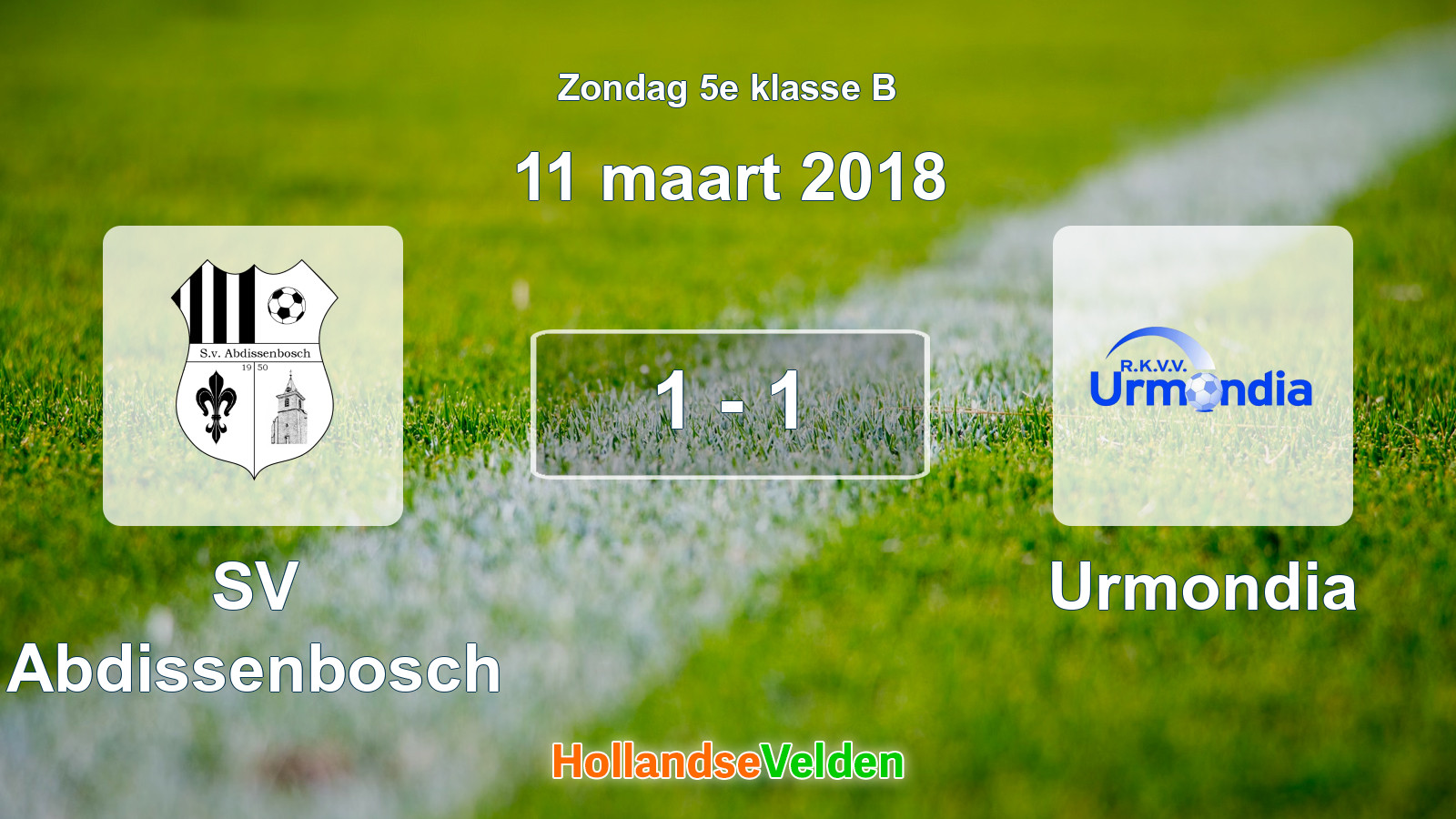 Gespeelde wedstrijd: SV Abdissenbosch - Urmondia 1 - 1 (11 maart 2018)