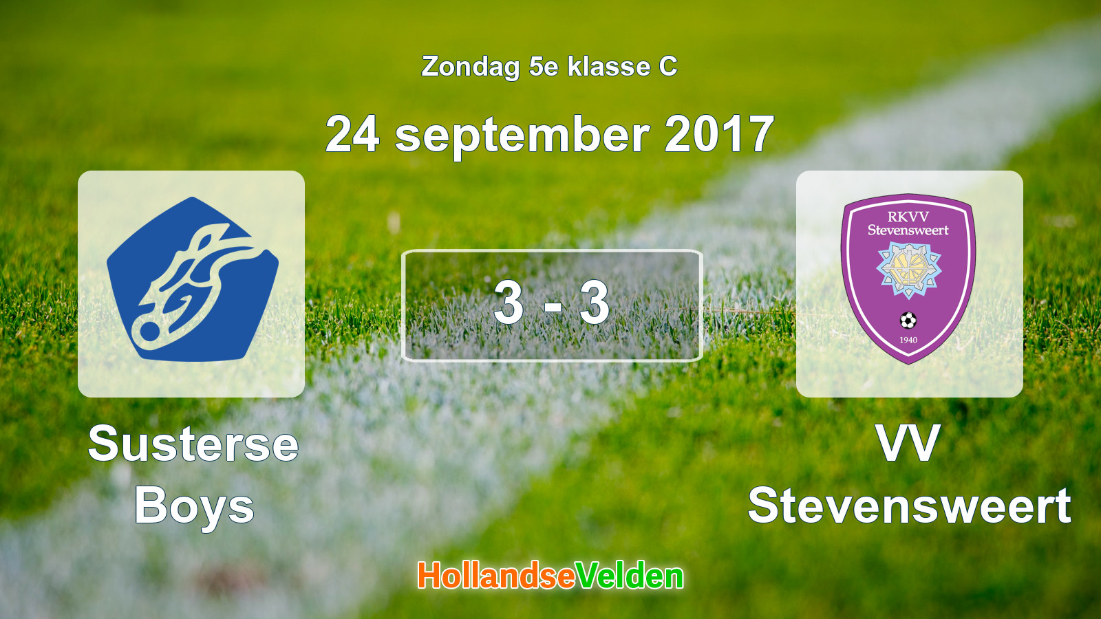 Gespeelde wedstrijd: Susterse Boys - VV Stevensweert 3 - 3 (24 september 2017)