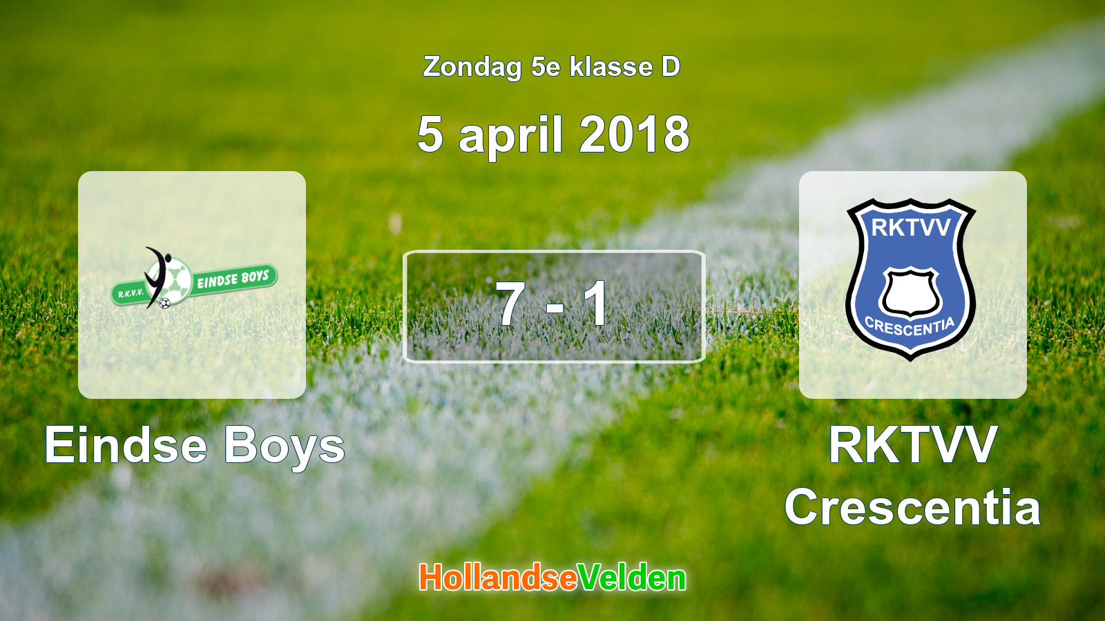 Gespeelde wedstrijd: Eindse Boys - RKTVV Crescentia 7 - 1 (5 april 2018)