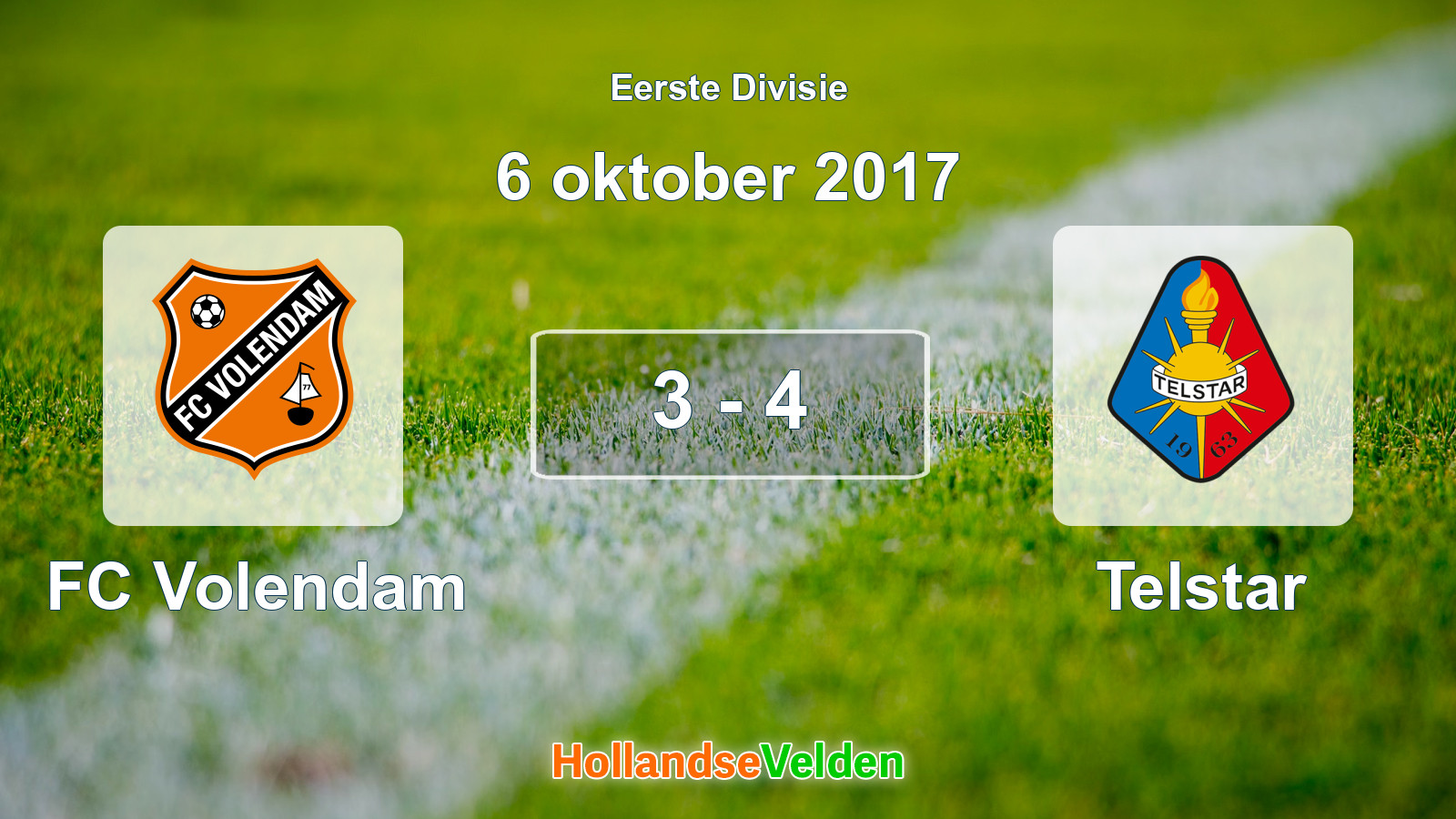Gespeelde wedstrijd: FC Volendam - Telstar 3 - 4 (6 oktober 2017)