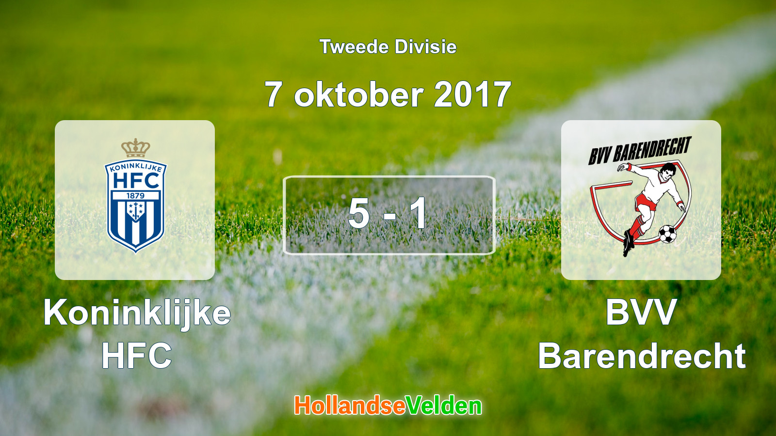 Gespeelde wedstrijd: Koninklijke HFC - BVV Barendrecht 5 - 1 (7 oktober 2017)