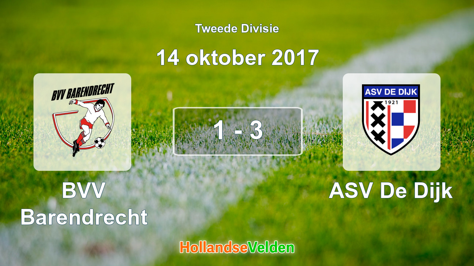 Gespeelde wedstrijd: BVV Barendrecht - ASV De Dijk 1 - 3 (14 oktober 2017)