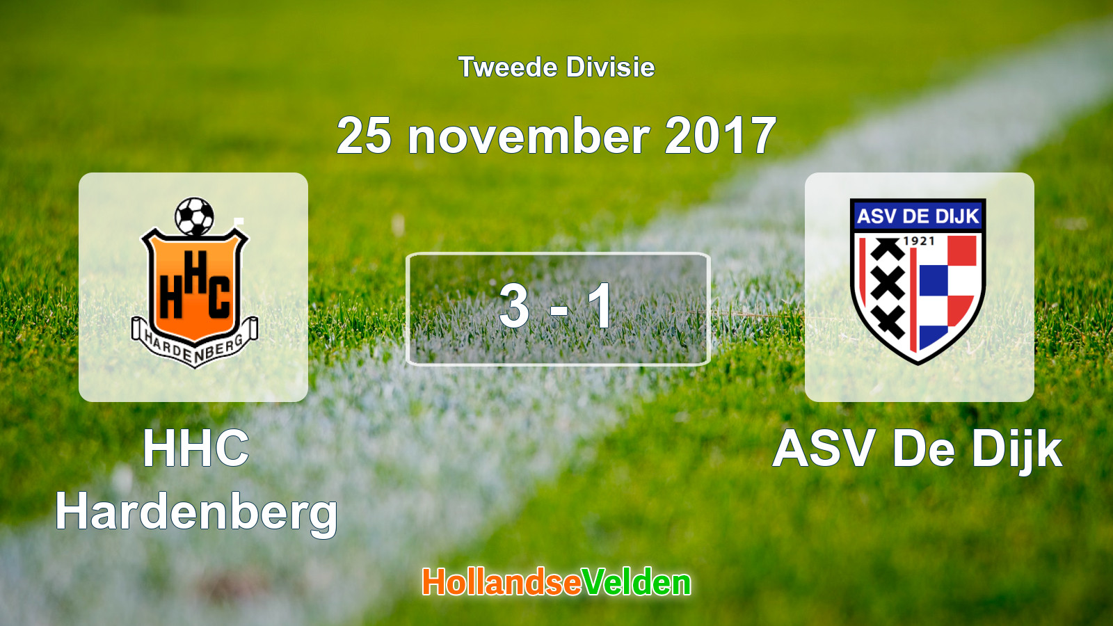 Gespeelde wedstrijd: HHC Hardenberg - ASV De Dijk 3 - 1 (25 november 2017)