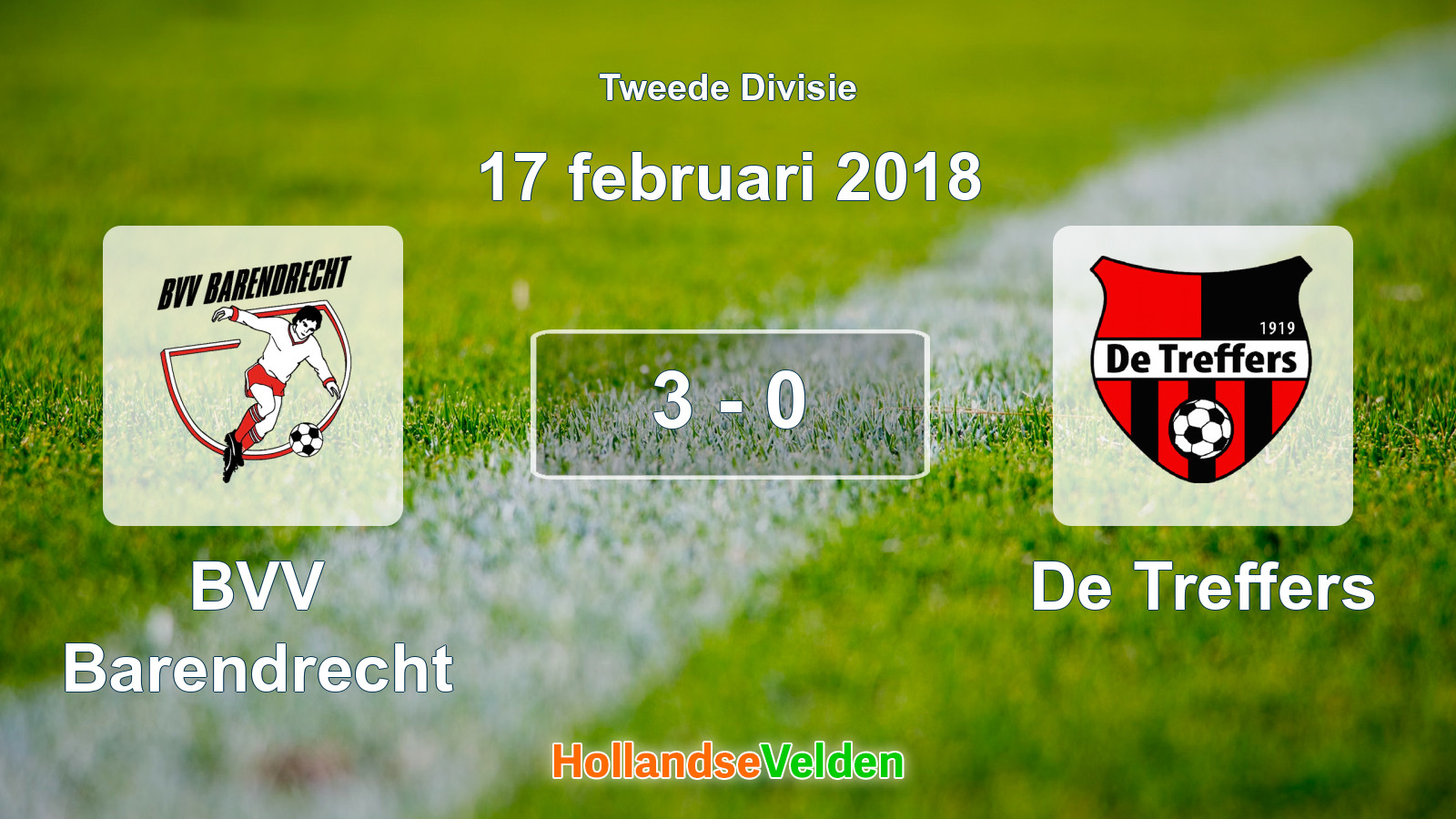 Gespeelde wedstrijd: BVV Barendrecht - De Treffers 3 - 0 (17 februari 2018)