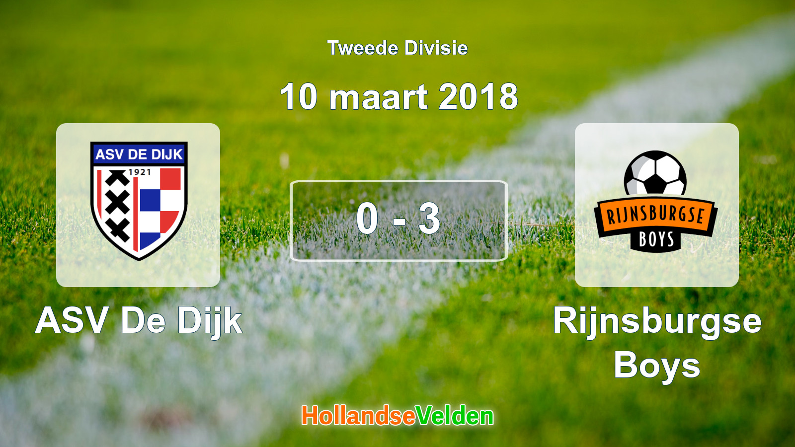 Gespeelde wedstrijd: ASV De Dijk - Rijnsburgse Boys 0 - 3 (10 maart 2018)