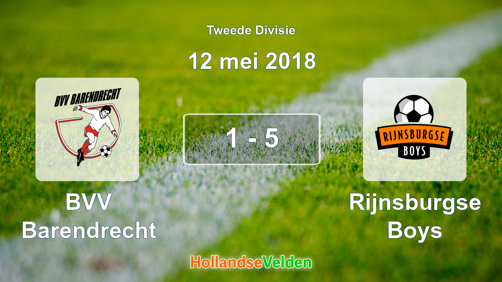 Gespeelde wedstrijd: BVV Barendrecht - Rijnsburgse Boys 1 - 5 (12 mei 2018)