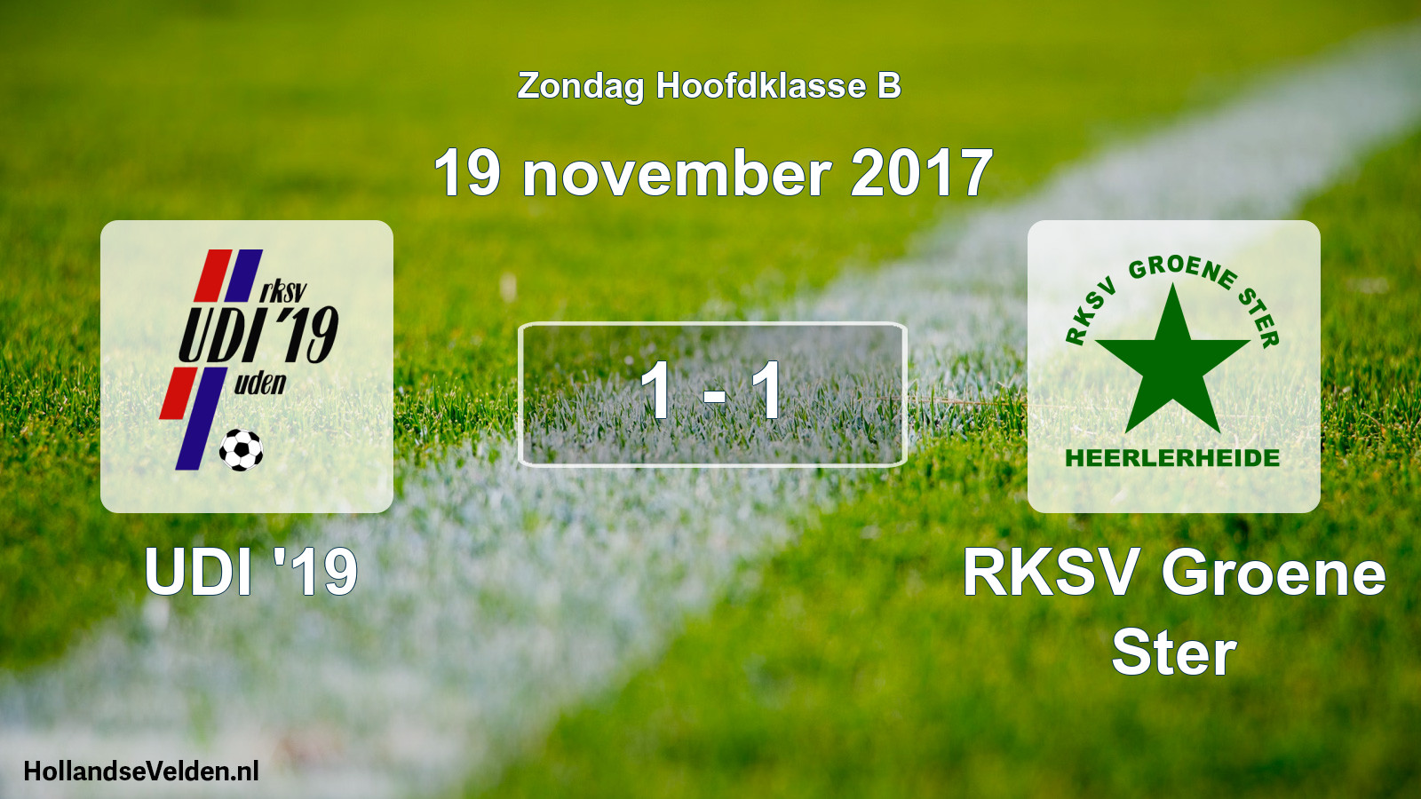 Gespeelde wedstrijd: UDI '19 - RKSV Groene Ster 1 - 1 (19 november 2017)