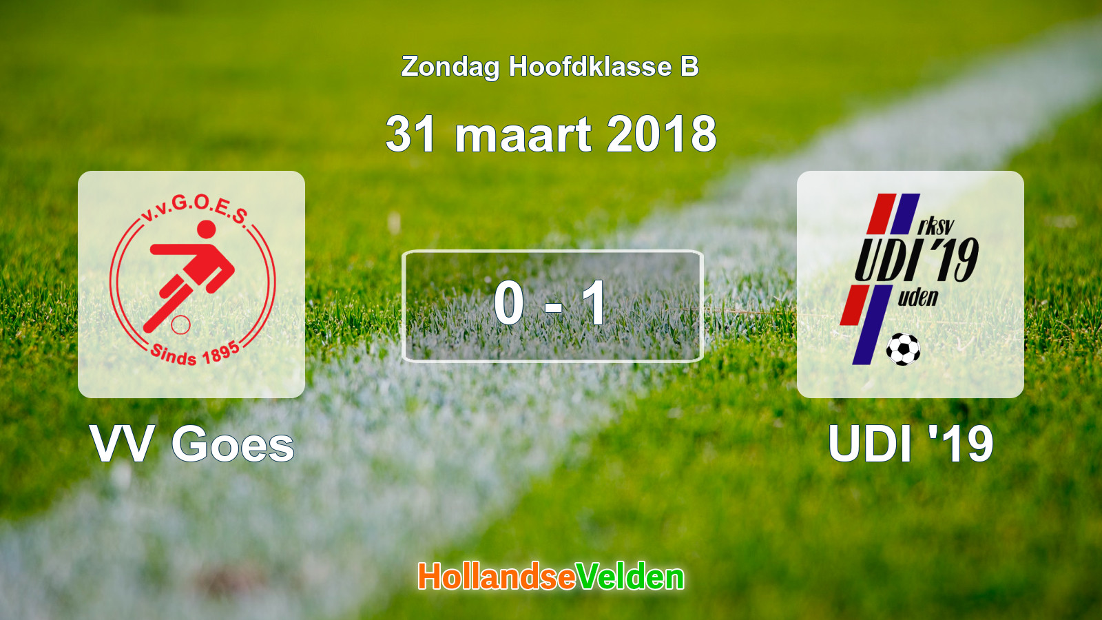 Gespeelde wedstrijd: VV Goes - UDI '19 0 - 1 (31 maart 2018)