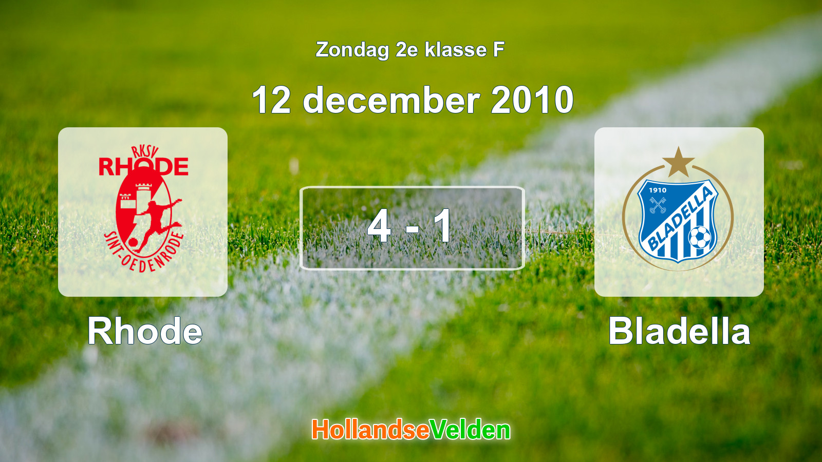 Gespeelde wedstrijd: Rhode - Bladella 4 - 1 (12 december 2010)