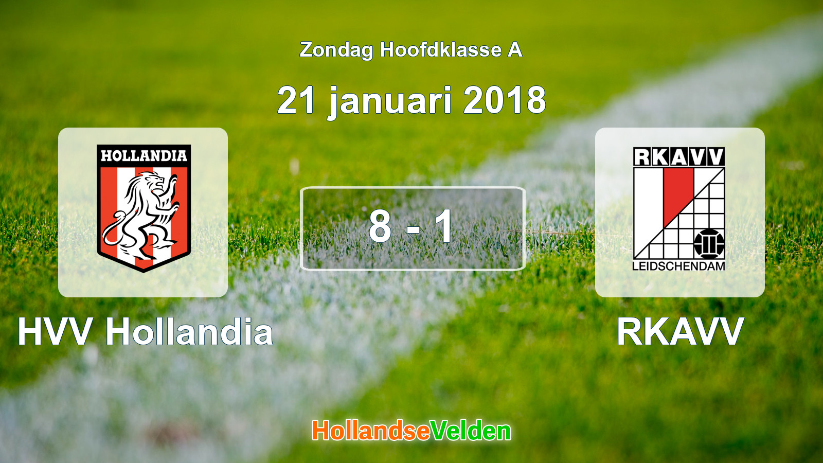 Gespeelde wedstrijd: HVV Hollandia - RKAVV 8 - 1 (21 januari 2018)