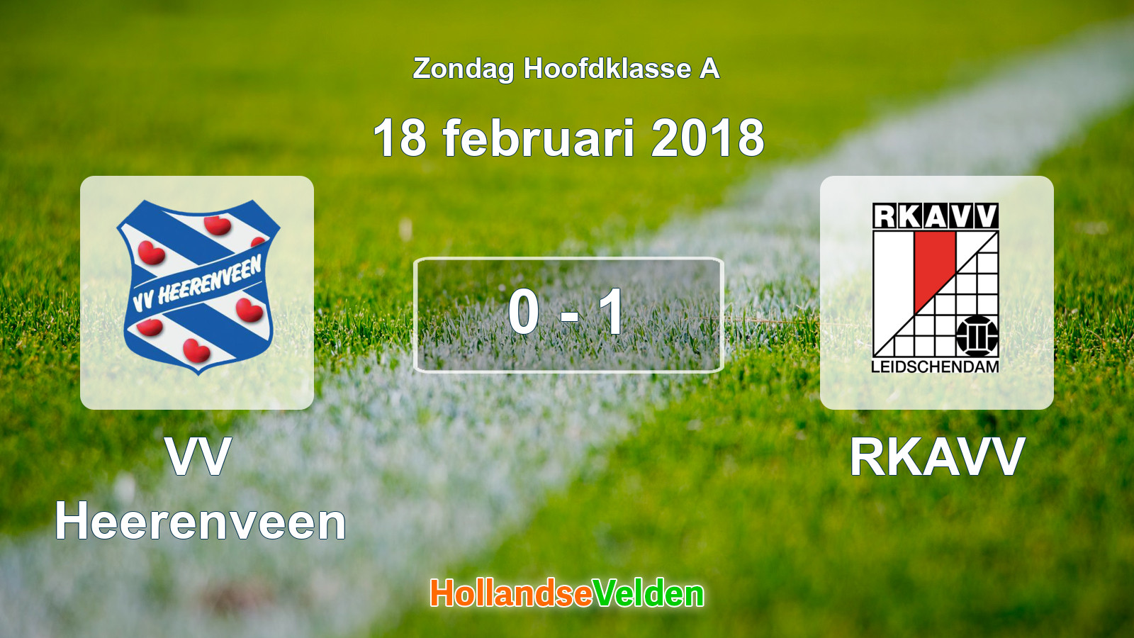 Gespeelde wedstrijd: VV Heerenveen - RKAVV 0 - 1 (18 februari 2018)