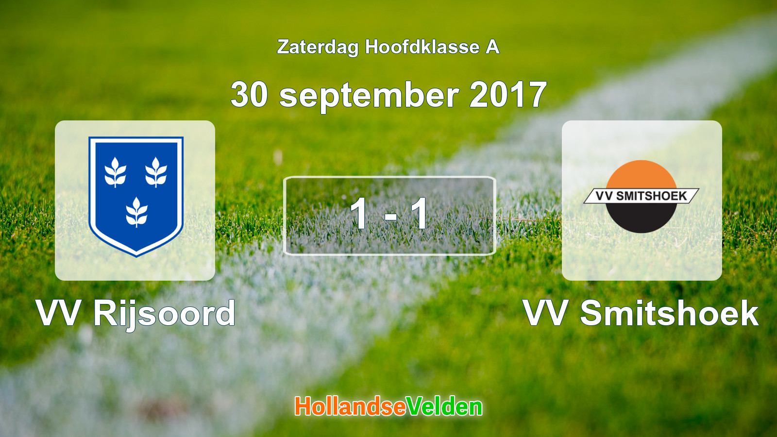 Gespeelde wedstrijd: VV Rijsoord - VV Smitshoek 1 - 1 (30 september 2017)