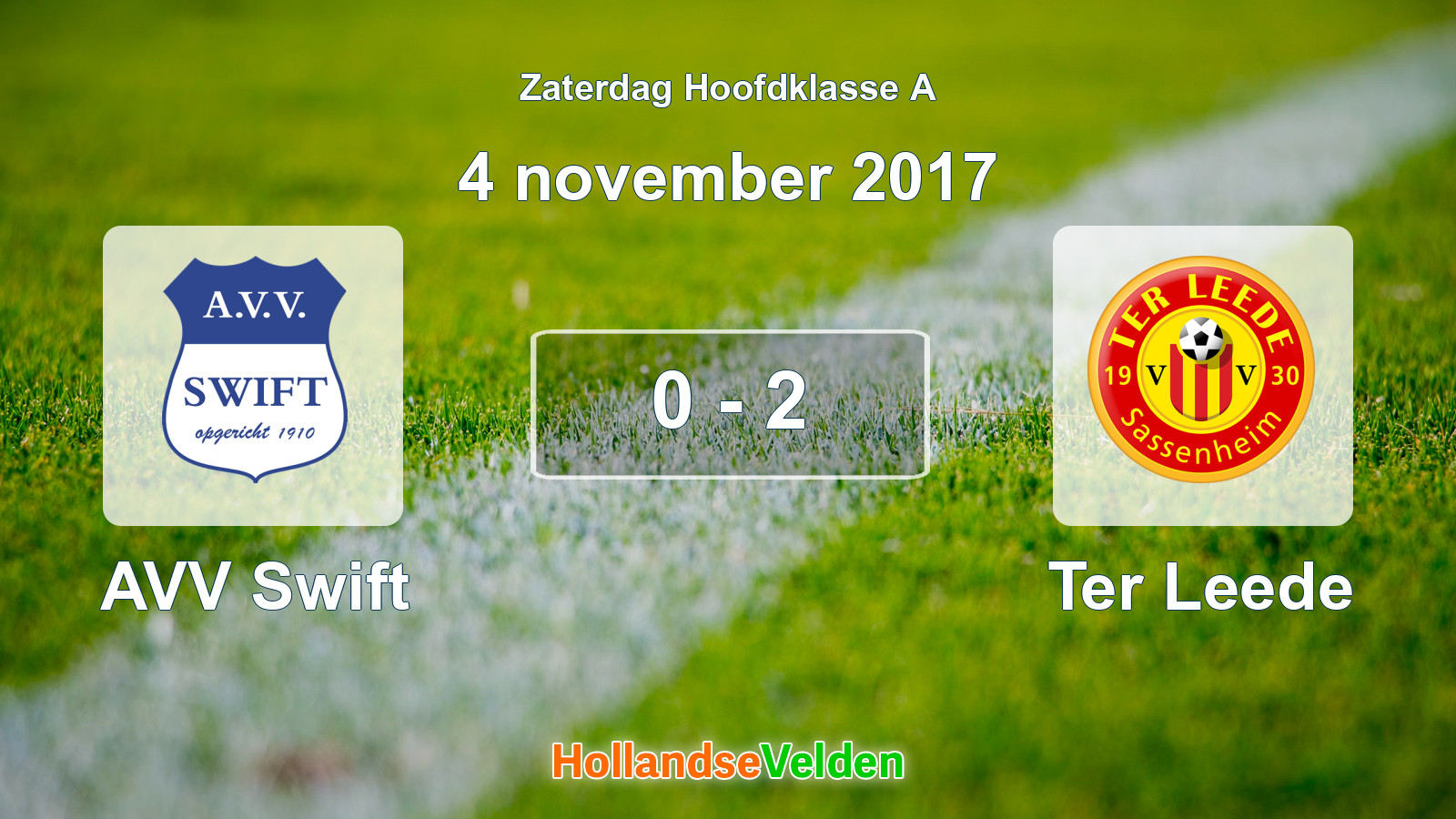 Gespeelde wedstrijd: AVV Swift - Ter Leede 0 - 2 (4 november 2017)