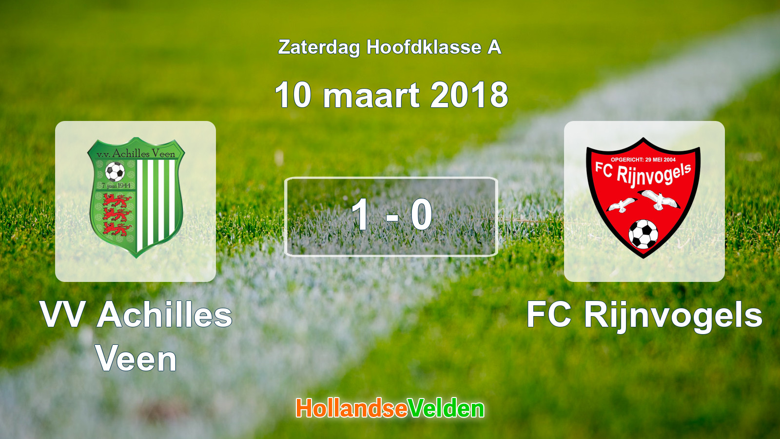 Gespeelde wedstrijd: VV Achilles Veen - FC Rijnvogels 1 - 0 (10 maart 2018)
