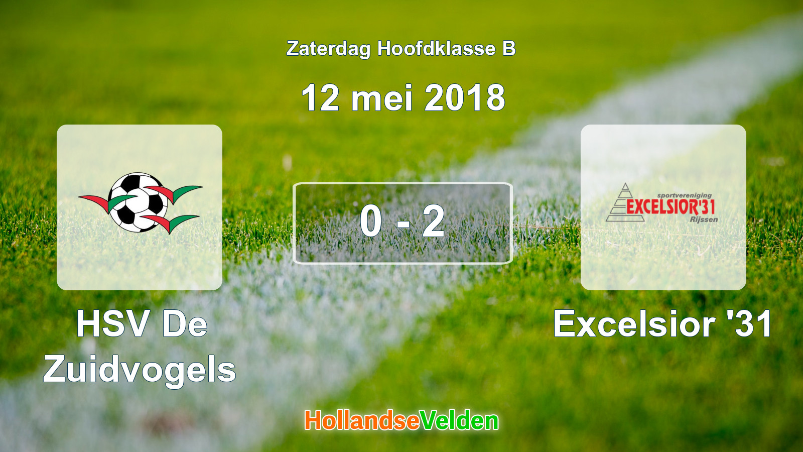 Gespeelde wedstrijd: HSV De Zuidvogels - Excelsior '31 0 - 2 (12 mei 2018)