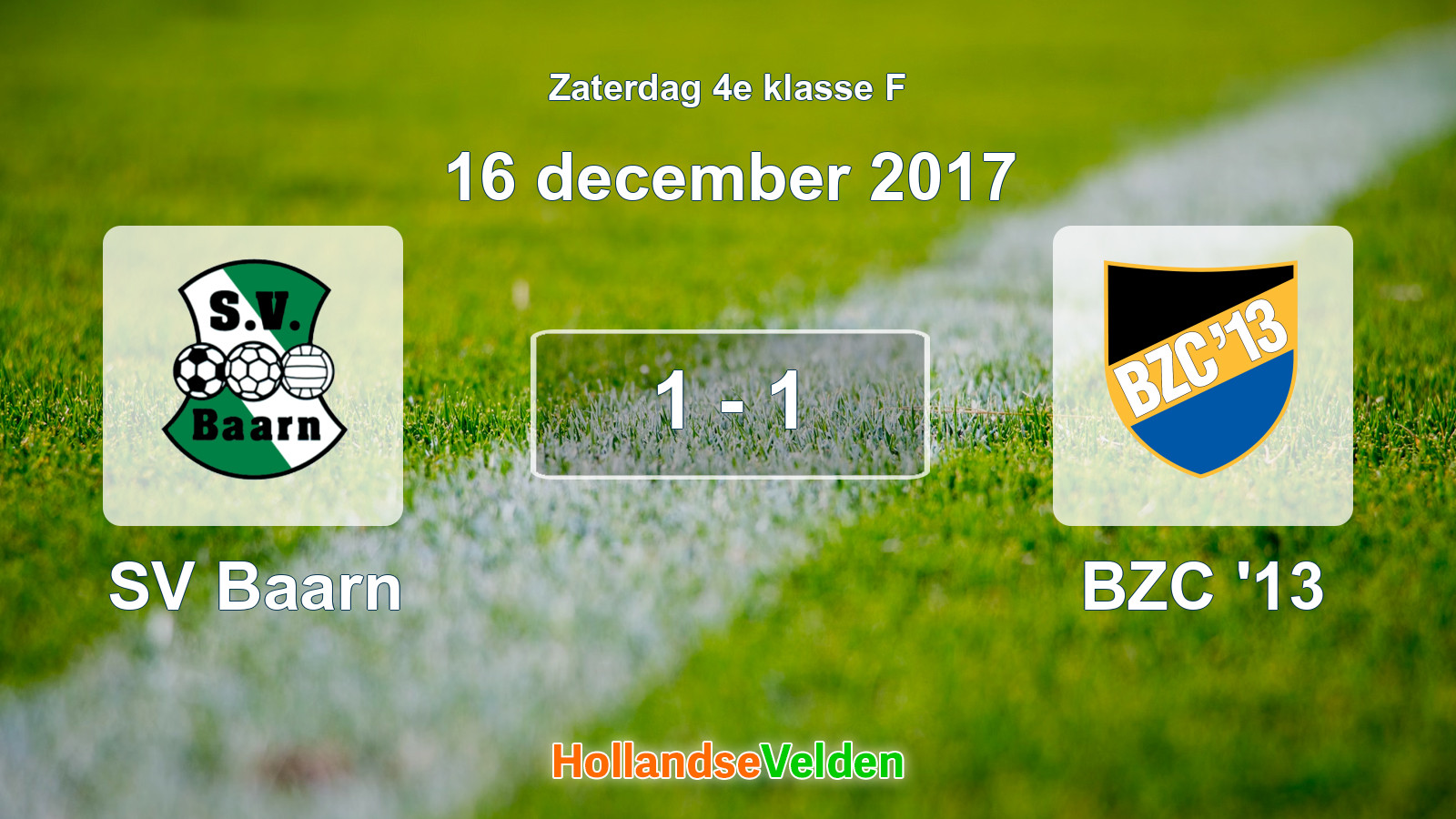Gespeelde wedstrijd: SV Baarn - BZC '13 1 - 1 (16 december 2017)