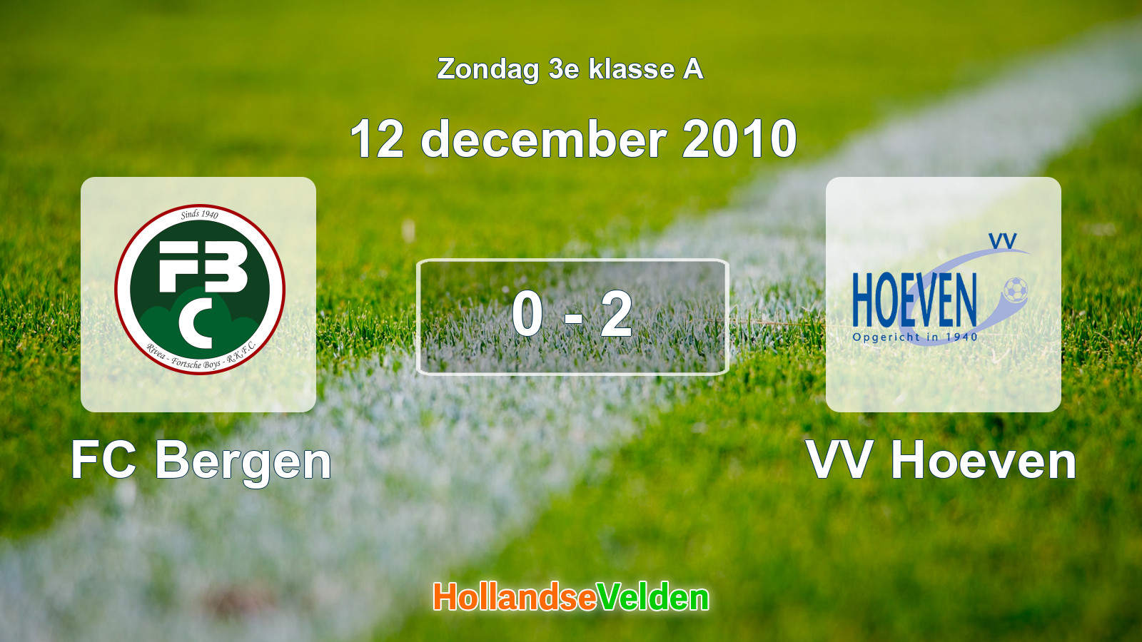 Gespeelde wedstrijd: FC Bergen - VV Hoeven 0 - 2 (12 december 2010)