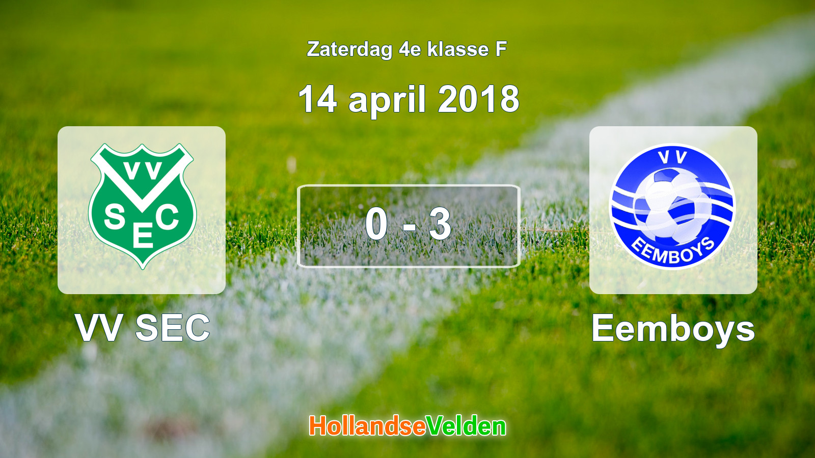 Gespeelde wedstrijd: VV SEC - Eemboys 0 - 3 (14 april 2018)